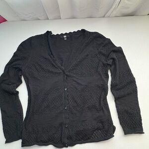 Frye Black Knit Button-Up Cardigan